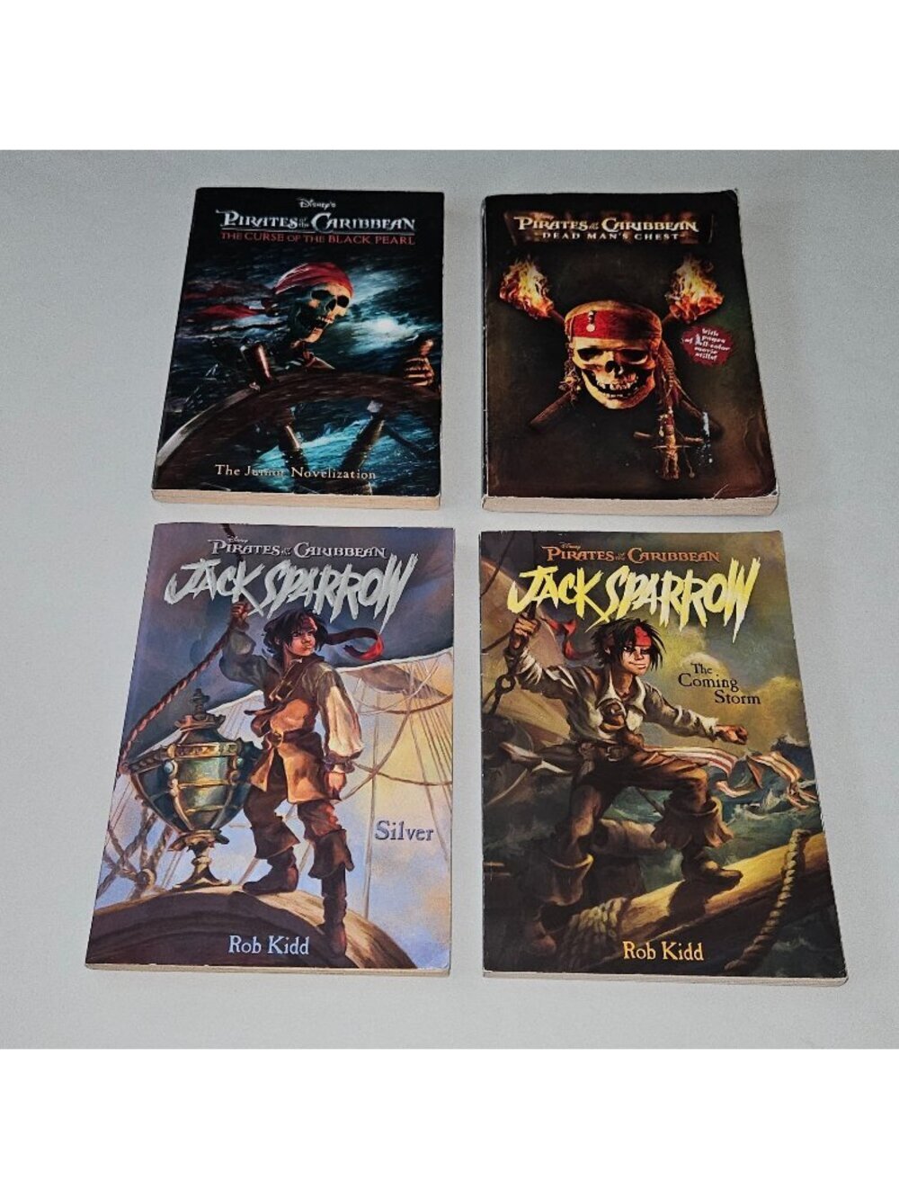 4 Pirates Caribbean Book Lot Disney Jack Sparrow Curse Black Pearl Dead Chest